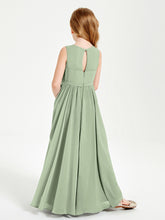 Elegant Sleeveless Junior Bridesmaid Dresses Dusty Sage