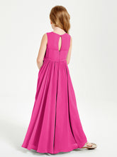 Elegant Sleeveless Junior Bridesmaid Dresses Fuchsia
