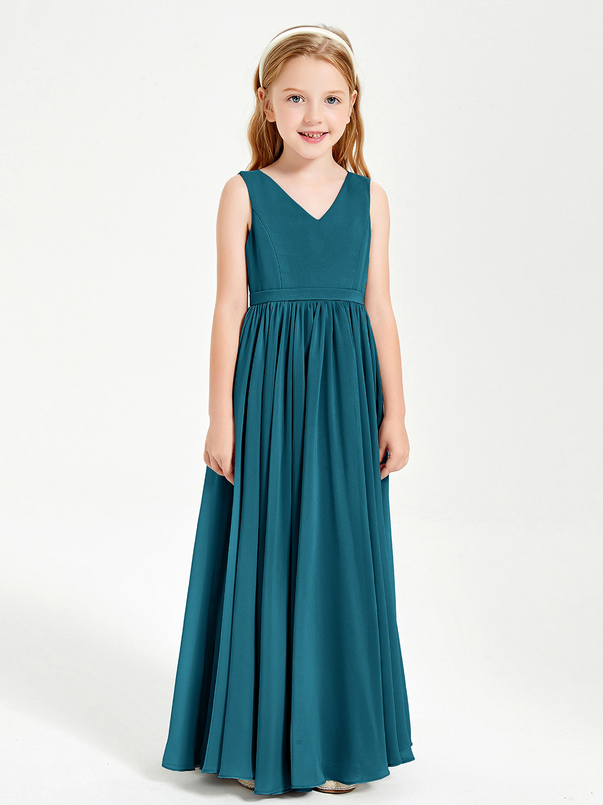 BABARONI Elegant Sleeveless Junior Bridesmaid Dresses Ink Blue, Ink Blue / J4