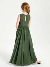 Elegant Sleeveless Junior Bridesmaid Dresses Olive Green