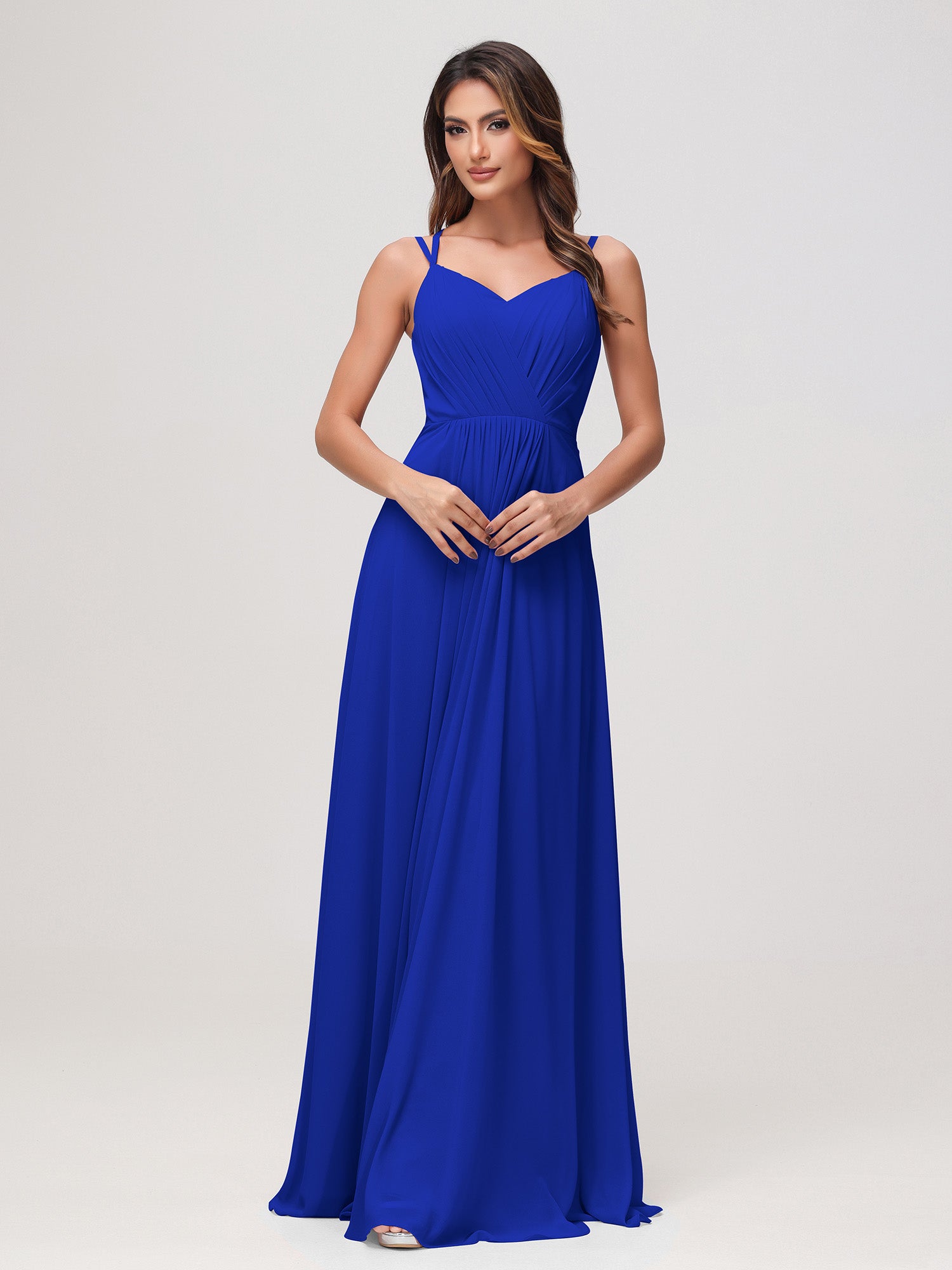 square neck corset dress Cicinia Royal Blue Mother Of The Bride Dress With Sleeves Long Chiffon Lace A-line Classy