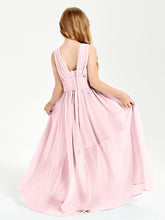 Long Elegant V-neck Bridesmaid Dresses For Juniors Blushing Pink