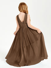 Long Elegant V-neck Bridesmaid Dresses For Juniors Brown