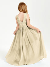 Long Elegant V-neck Bridesmaid Dresses For Juniors Champagne