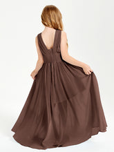 Long Elegant V-neck Bridesmaid Dresses For Juniors Chocolate