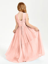 Long Elegant V-neck Bridesmaid Dresses For Juniors Coral