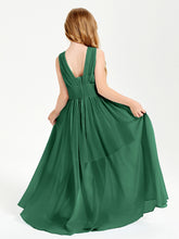 Long Elegant V-neck Bridesmaid Dresses For Juniors Dark Green