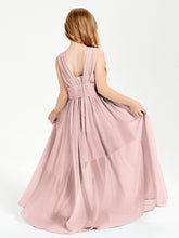 Long Elegant V-neck Bridesmaid Dresses For Juniors Dusty Rose