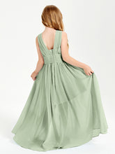Long Elegant V-neck Bridesmaid Dresses For Juniors Dusty Sage