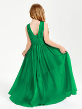 Long Elegant V-neck Bridesmaid Dresses For Juniors Emerald