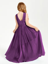 Long Elegant V-neck Bridesmaid Dresses For Juniors Grape
