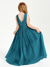 Long Elegant V-neck Bridesmaid Dresses For Juniors Ink Blue