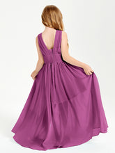 Long Elegant V-neck Bridesmaid Dresses For Juniors Orchid