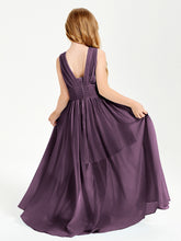Long Elegant V-neck Bridesmaid Dresses For Juniors Plum