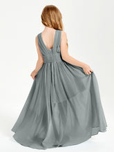 Long Elegant V-neck Bridesmaid Dresses For Juniors Steel Grey