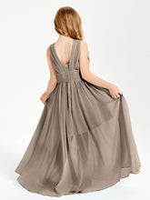 Long Elegant V-neck Bridesmaid Dresses For Juniors Taupe