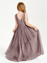Long Elegant V-neck Bridesmaid Dresses For Juniors Vintage Mauve