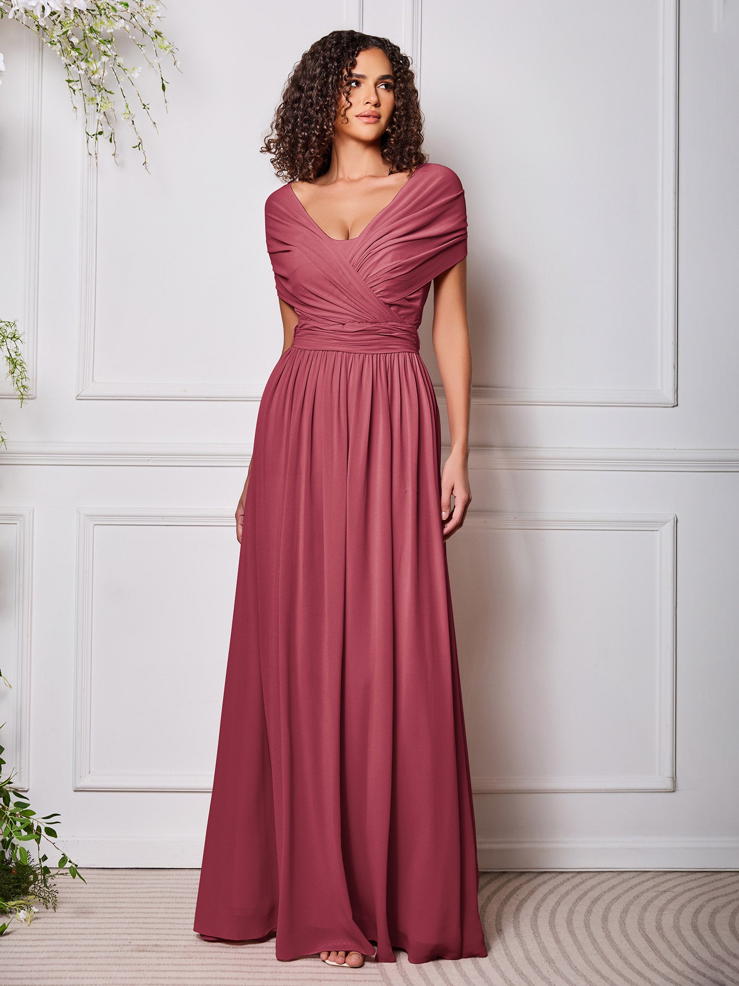 With Sleeves Cinnamon Rose Multi Wear Convertible Bridesmaid Dresses
