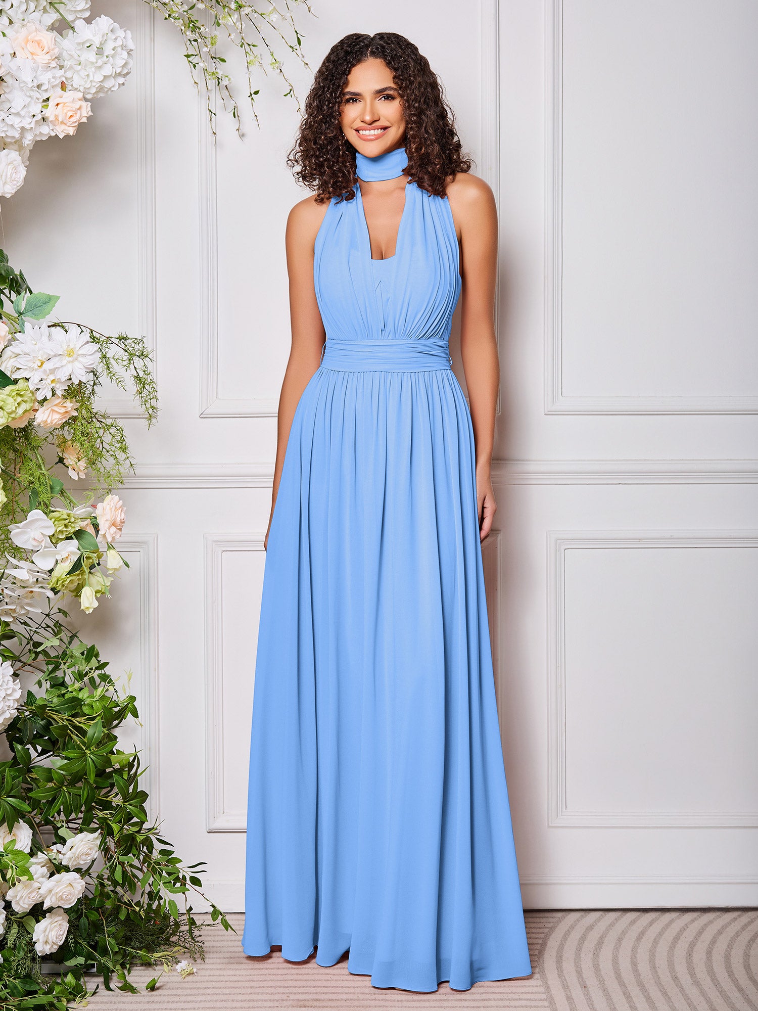 Halter Blue Multi Wear Convertible Bridesmaid Dresses – BABARONI