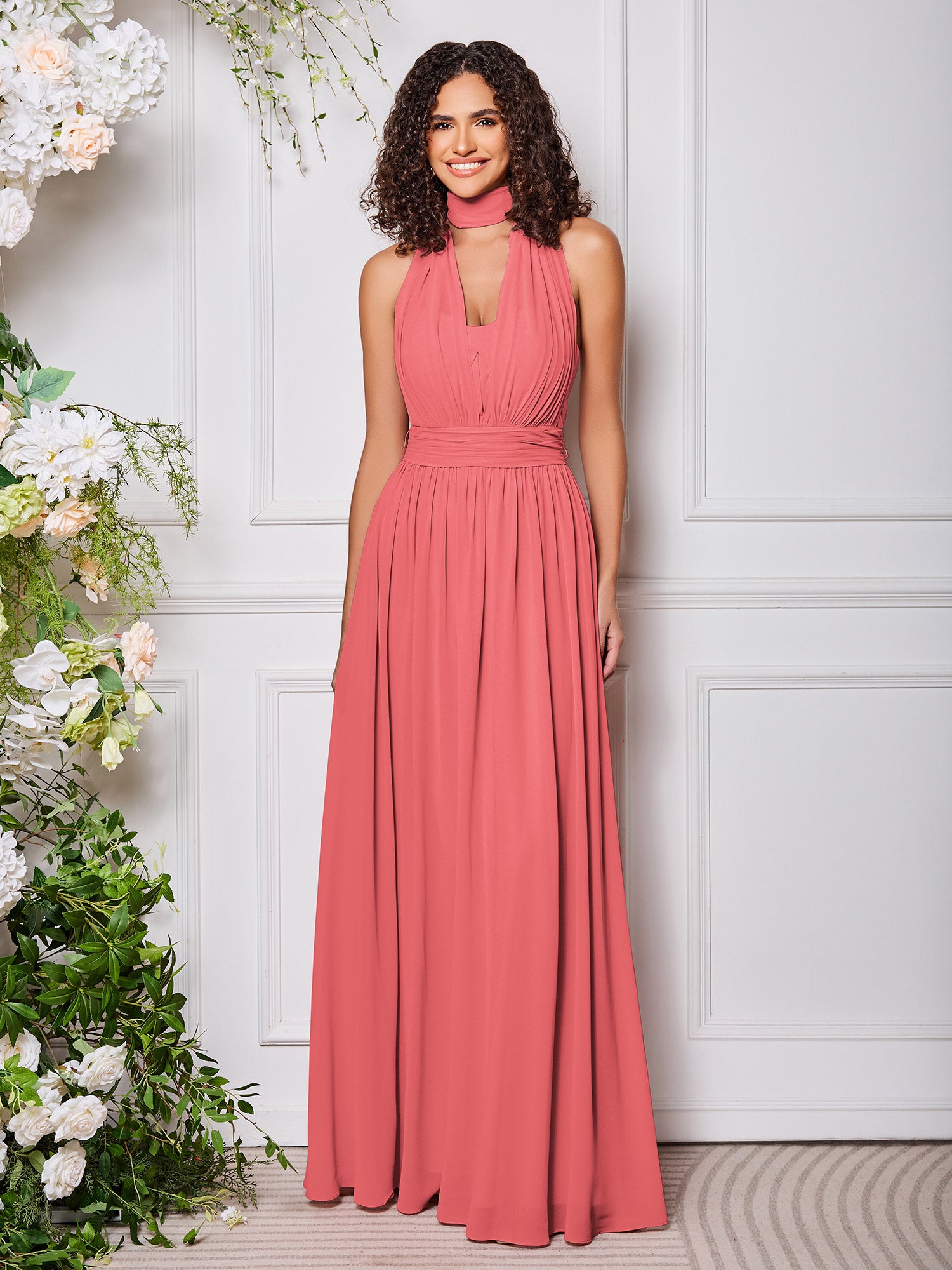 Butterfly Sleeves Multi Wear Convertible Bridesmaid Dresses Watermelon main image 0