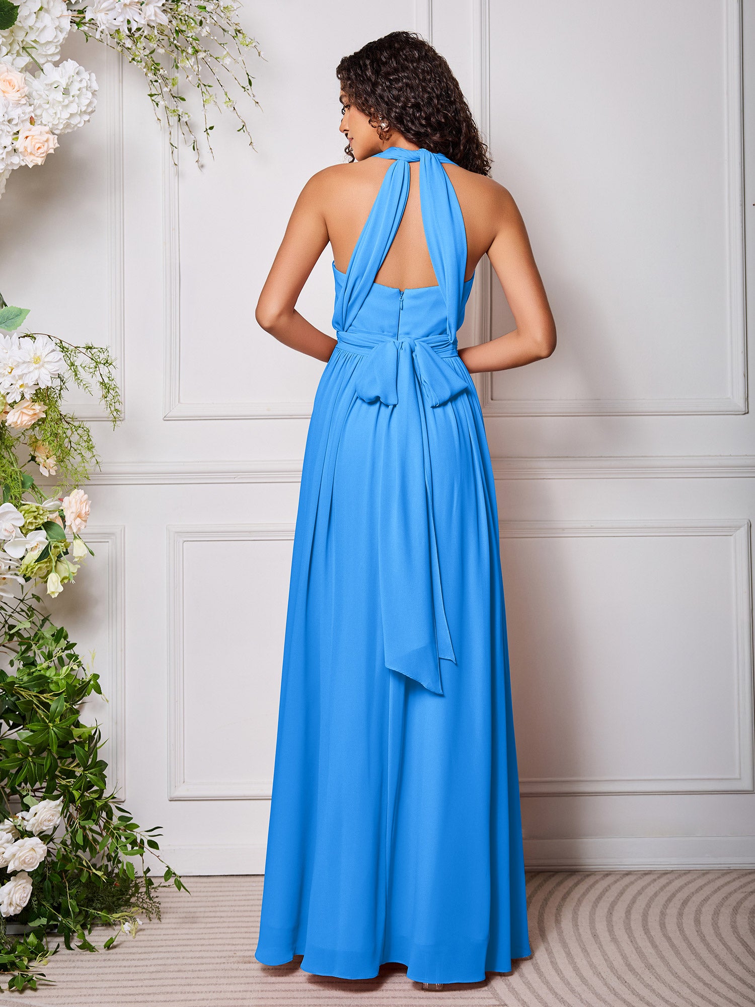 Off-the-Shoulder Multi Wear Convertible Bridesmaid Dresses Ocean Blue