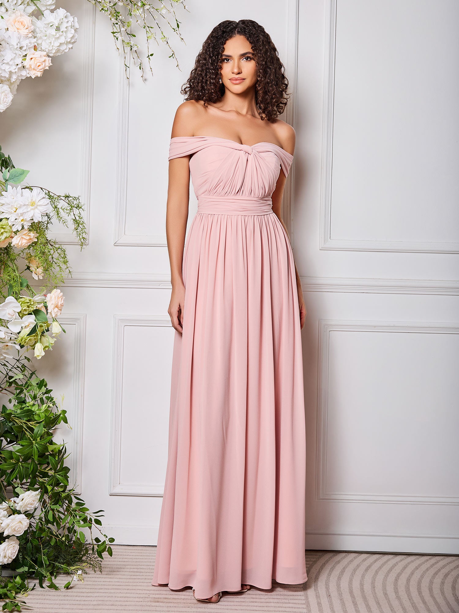 Off-the-Shoulder Multi Wear Convertible Bridesmaid Dresses Dusty Blue