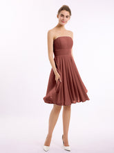 Straight Across Strapless Short Bridesmaid Gown Terracotta