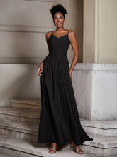 Cross Pleated Bodice Spaghetti Strap Dresses Black