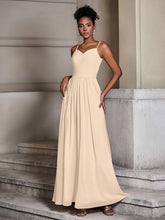 Cross Pleated Bodice Spaghetti Strap Dresses Champagne