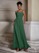 Cross Pleated Bodice Spaghetti Strap Dresses Dark Green