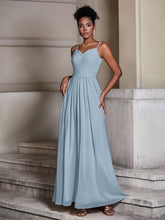 Cross Pleated Bodice Spaghetti Strap Dresses Dusty Blue