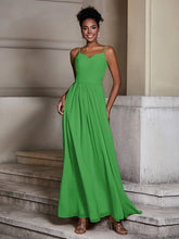 Cross Pleated Bodice Spaghetti Strap Dresses Green