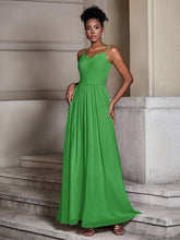 Cross Pleated Bodice Spaghetti Strap Dresses Green