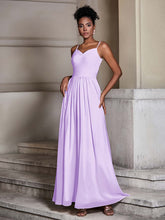 Cross Pleated Bodice Spaghetti Strap Dresses Lilac