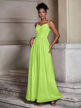 Cross Pleated Bodice Spaghetti Strap Dresses Lime Green
