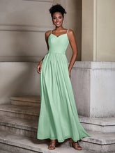 Cross Pleated Bodice Spaghetti Strap Dresses Mint Green