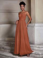 Cross Pleated Bodice Spaghetti Strap Dresses Rust