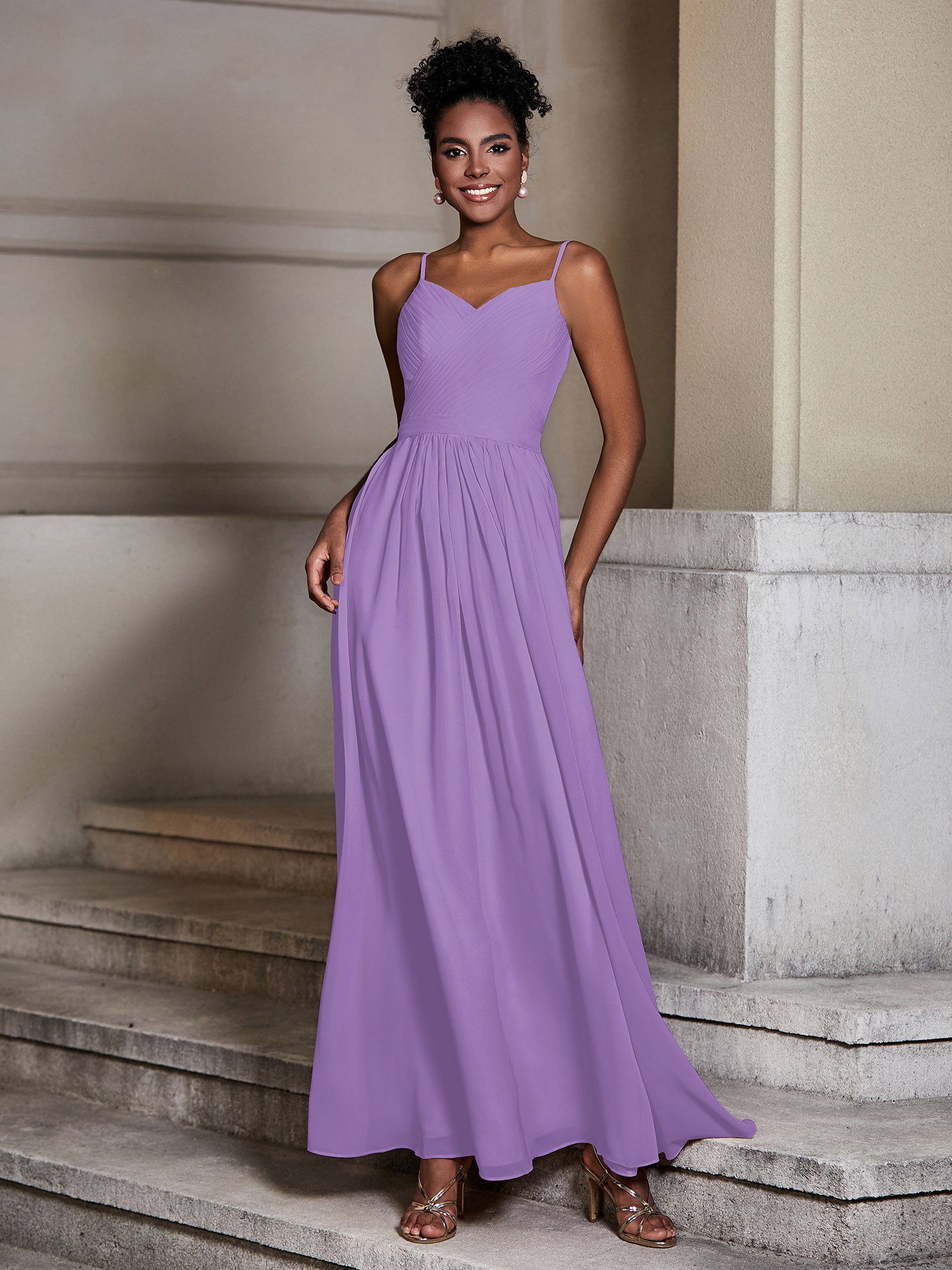 Criss-Cross Open Back Gown with Spaghetti Strap Tahiti Plus Size
