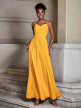 Cross Pleated Bodice Spaghetti Strap Dresses Tangerine