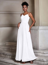 Cross Pleated Bodice Spaghetti Strap Dresses White