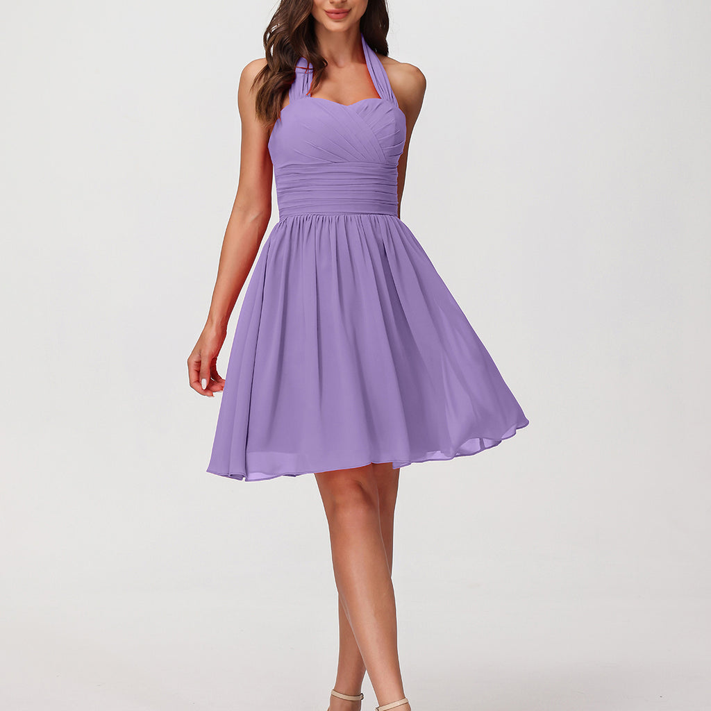 Short Chiffon Dress with Sweetheart Neck Shining Decor Tahiti main image 1