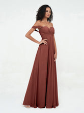 Off Shoulder Empire Dresses with Sweetheart Neck Terracotta