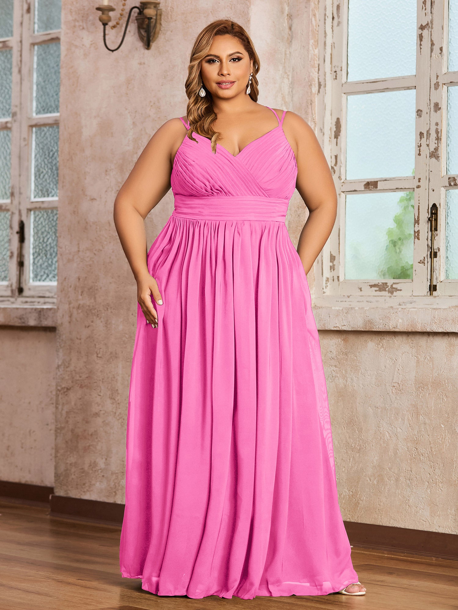 Chiffon Long Dresses with Illusion NECK Azalea Plus Size main image 0