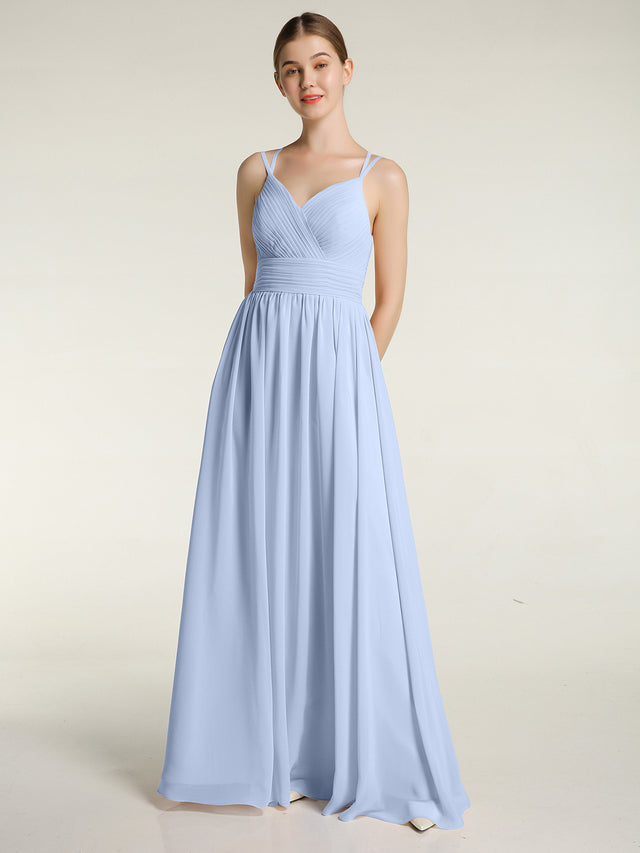 Double Straps Chiffon Dress with Sweetheart Neck Daffodil Plus Size