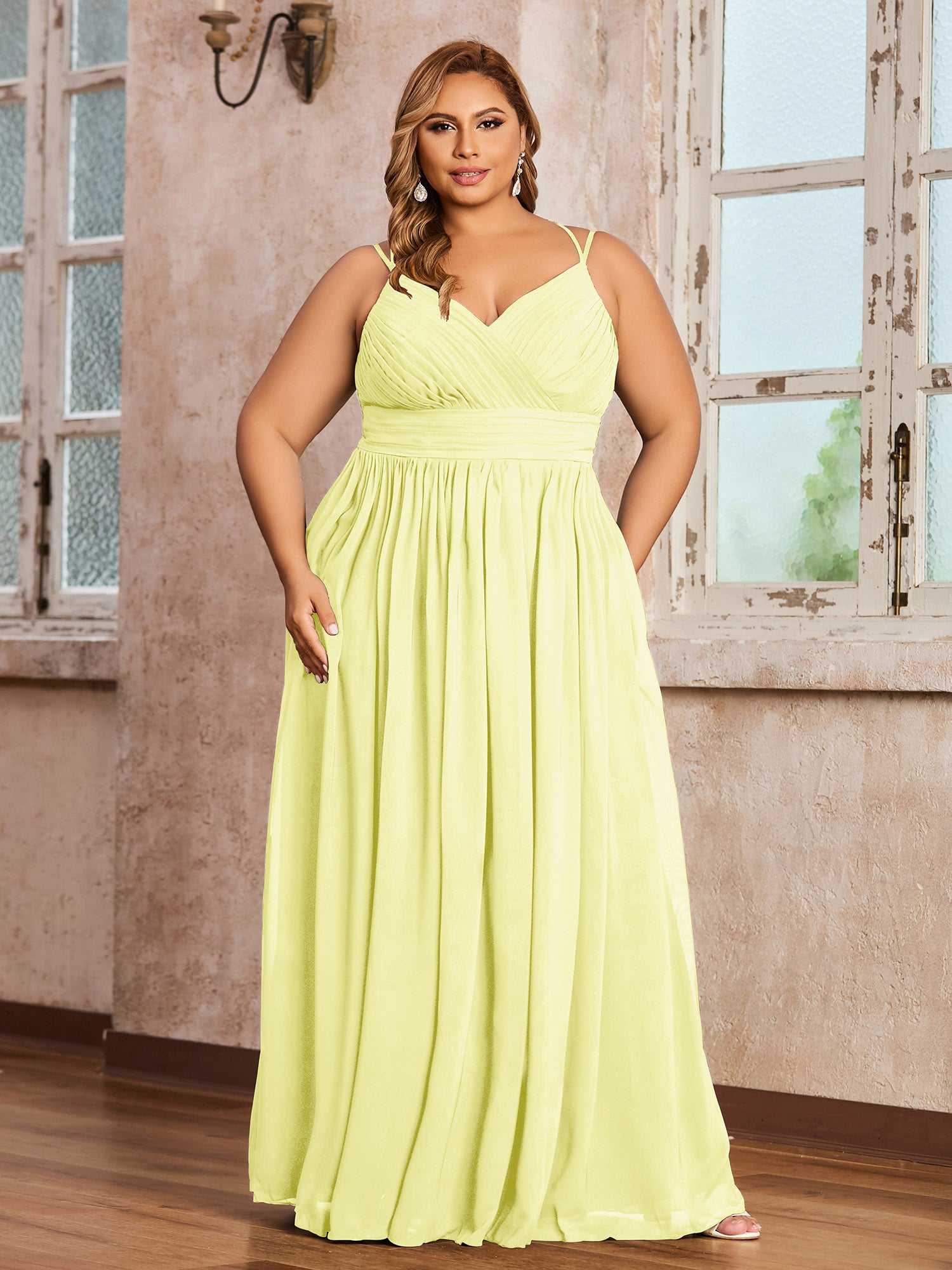 Strapless Chiffon Full Length Dresses Daffodil Plus Size main image 1