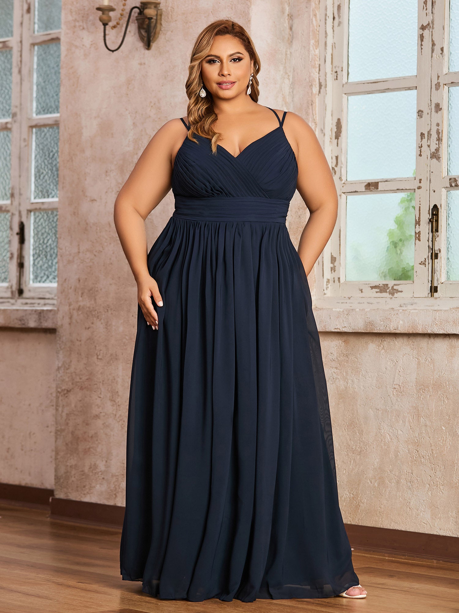 plus size bridesmaid dresses fast shipping Dark Navy Chiffon Dress - Sweetheart Neck Spaghetti Strap Maxi Gown Chiffon bridesmaid Color:Rose Gold Print christmasparty Gigi Dress A perfect blend of