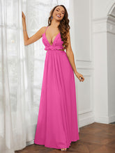 Spaghetti Strap Ruffled Chiffon Cutout Maxi Sexy Dress Azalea