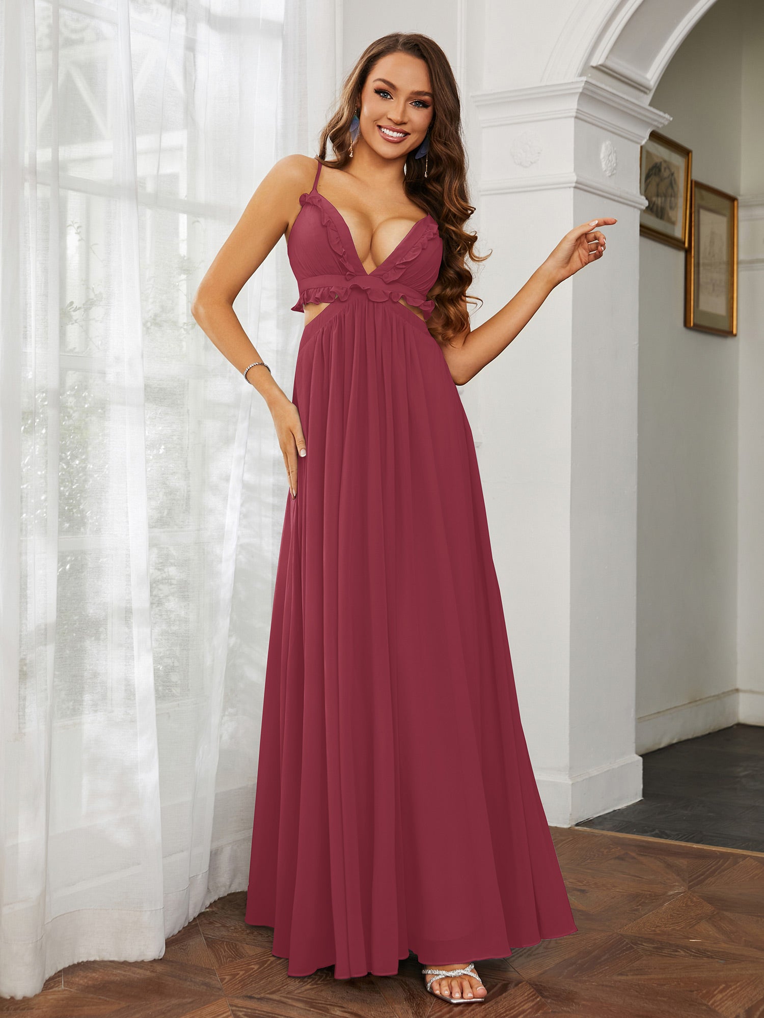 Strapless Chiffon Full Length Dresses Cinnamon Rose Plus Size main image 1