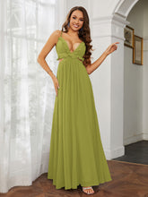 Spaghetti Strap Ruffled Chiffon Cutout Maxi Sexy Dress Clover