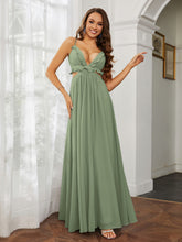 Spaghetti Strap Ruffled Chiffon Cutout Maxi Sexy Dress Dusty Sage